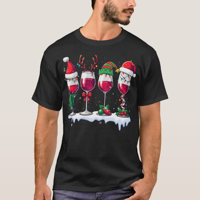 Camiseta Tres copas de vino con temática de Santa Claus, du (Anverso)