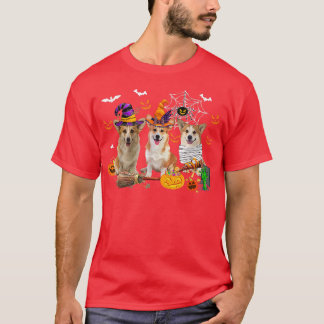 Camiseta Tres corgi perros bruja Halloween momia Scary Pump