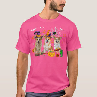 Camiseta Tres corgi perros bruja Halloween momia Scary Pump