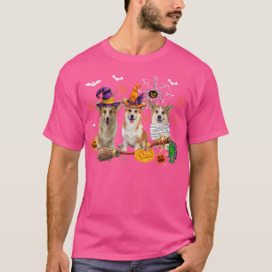 Camiseta Tres corgi perros bruja Halloween momia Scary Pump