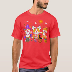 Camiseta Tres corgi perros bruja miedo momia Halloween Zomb