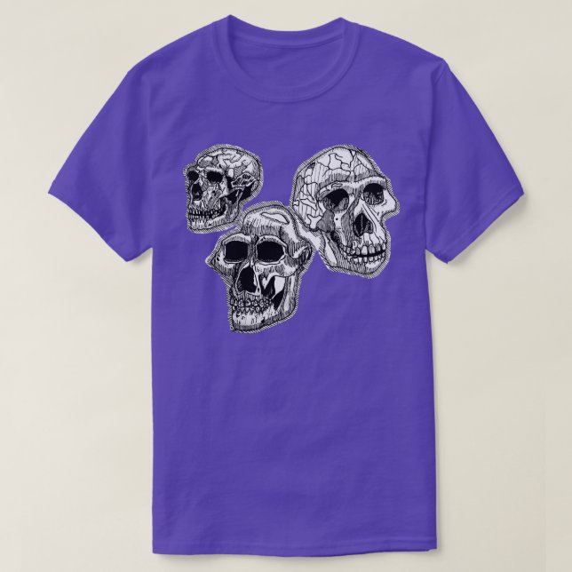 Camiseta Tres cráneos de homínidos (Diseño del anverso)