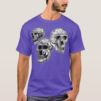 Camiseta Tres cráneos de homínidos