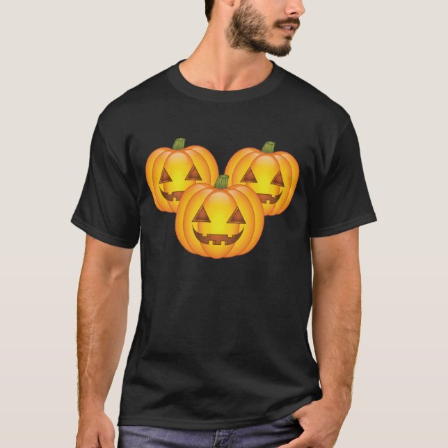 Camiseta Tres Cuidados Calabazas Jack O’Lantern de Hallowee (Anverso)