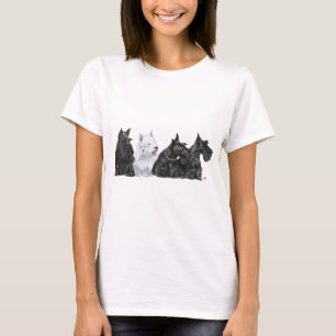 Camiseta Tres curiosos Scotties y un Westie