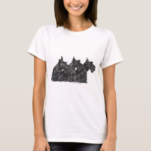 Camiseta Tres curiosos terriers escoceses