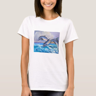 Camiseta Tres delfines felices saltando arte