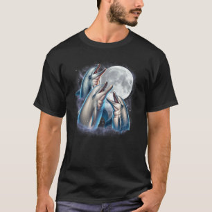 Camiseta Tres delfines Luna Divertido delfín lobos aullando