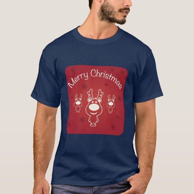 Camiseta Tres deliciosos renos Feliz Navidad (Anverso)