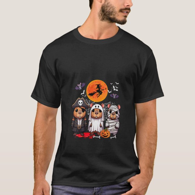Camiseta Tres divertidas Capybaras disfrazan pirata Boo Mu (Anverso)