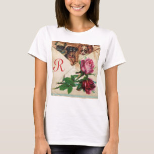 CAMISETA TRES DOGGIES CON ROSAS MONOGRAMA