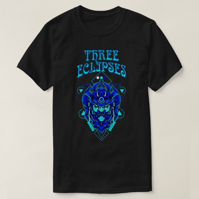 Camiseta Tres eclipses japonés Cyborg Samurai Demon Oni M (Diseño del anverso)