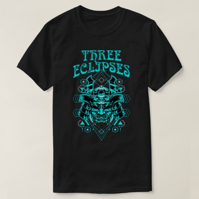 Camiseta Tres eclipses japonés Cyborg Samurai Demon Oni M (Diseño del anverso)