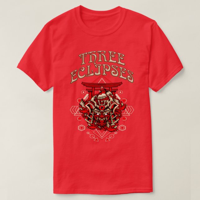 Camiseta Tres eclipses japonés Cyborg Samurai Demon Oni M (Diseño del anverso)