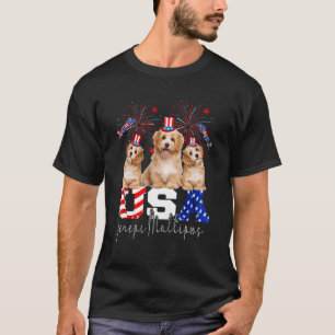 Camiseta Tres Ee.Uu. Jenpine Maltipoos Perro Gorra Bandera
