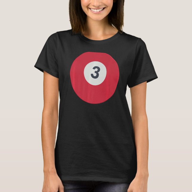 Camiseta Tres equipos número 3: Red Lucky Ball Billiards Po (Anverso)