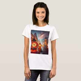 Camiseta tres farolillos con la palabra flor sobre ellos