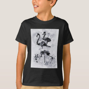 Camiseta Tres flamencos acuarela en blanco y negro