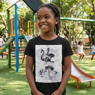 Camiseta Tres Flamencos Acuarela en Blanco y Negro