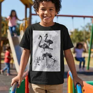 Camiseta Tres Flamencos Acuarela en Blanco y Negro