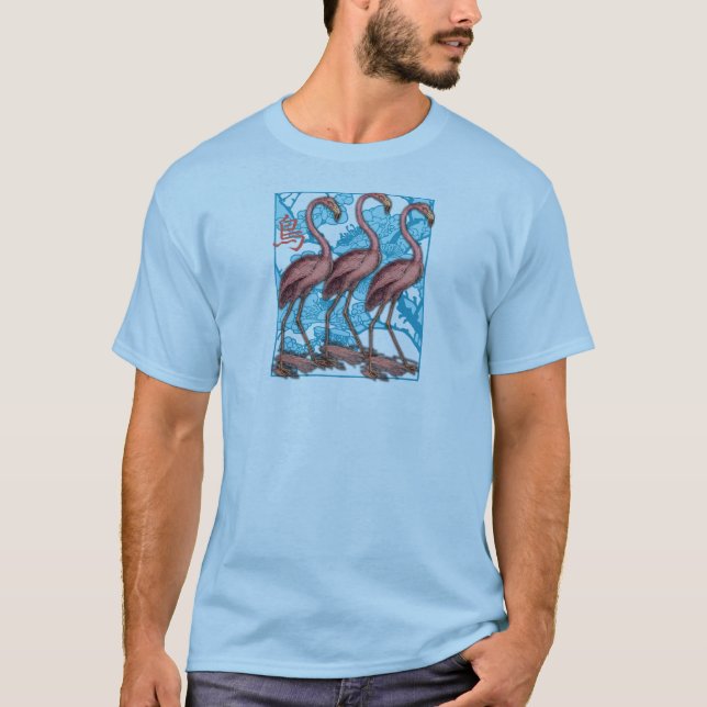 Camiseta Tres flamencos con las flores (Anverso)