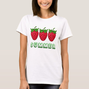Camiseta Tres frambuesas dibujadas con estilo en colores br