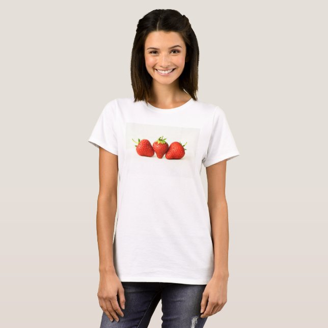 Camiseta Tres fresas sobre el wcnm blanco (Anverso completo)