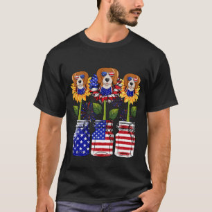 Camiseta Tres gafas de sol de beagles lindos bandera 4 de j