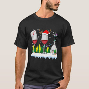Camiseta Tres Gafas De Vino Enfermeras Navidades Graciosas