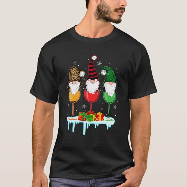 Camiseta Tres Gafas De Vino Navidades Aburren La Bebida De  (Anverso)