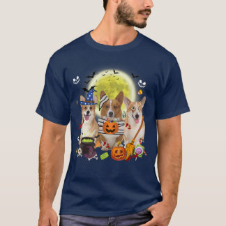 Camiseta Tres galeses Corgi Perro Bruja Scary Mummy Hallowe