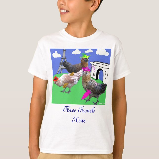 Camiseta Tres gallinas francesas (Anverso)