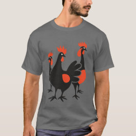 Camiseta Tres gallinas francesas retro a mediados del siglo
