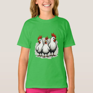Camiseta Tres gallinas francesas retro de corte de mediados