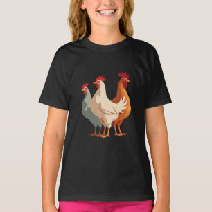 Camiseta Tres gallinas francesas retro recorte de mediados