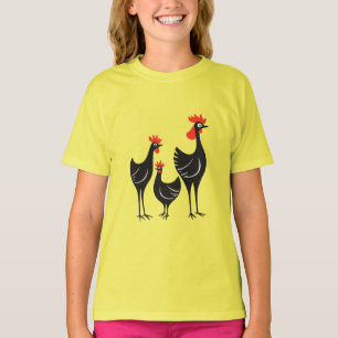 Camiseta Tres gallinas francesas retro recorte de mediados