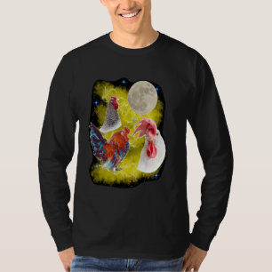 Camiseta Tres gallos lunares cantando a la luna gallina