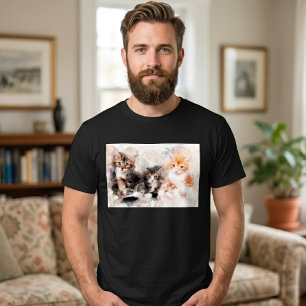 Camiseta Tres gatitos hermosos y lindos acuarela