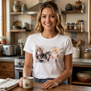 Camiseta Tres gatitos hermosos y lindos acuarela