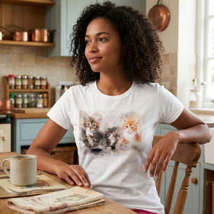 Camiseta Tres gatitos hermosos y lindos acuarela