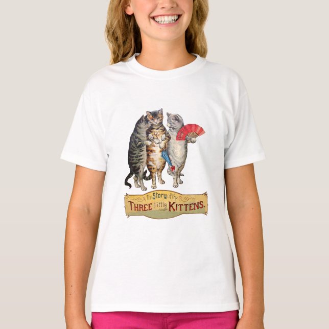 Camiseta Tres Gatitos Ilustración de Mamá Oca (Anverso)