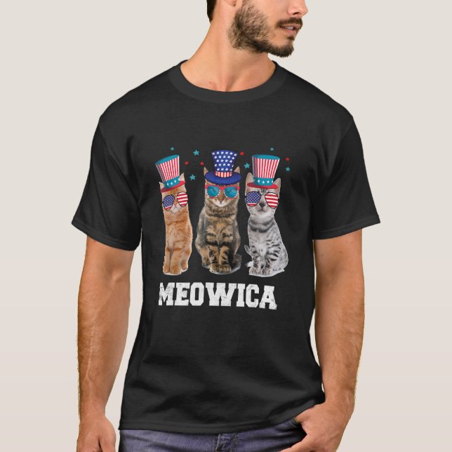 Camiseta Tres gatos 4 de julio familia equivalente a USA Pa (Anverso)