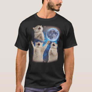 Camiseta Tres Gatos Amortiguando En El Gato Meme De La Luna