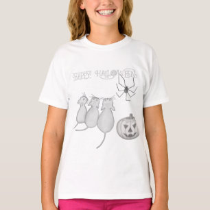 Camiseta Tres Gatos, Calabaza y Halloween de Araña