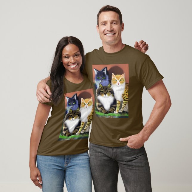 Camiseta Tres gatos con actitud (Unisexo)