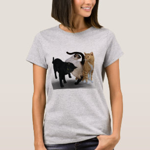 Camiseta Tres gatos en frente y la parte posterior