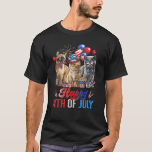 Camiseta Tres Gatos Felices 4 De Julio Día De La Independen