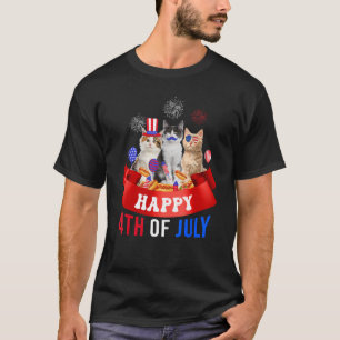Camiseta Tres Gatos Felices 4 De Julio El Globo Atrás Indep