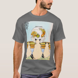 Camiseta Tres gatos observando peces en un acuario