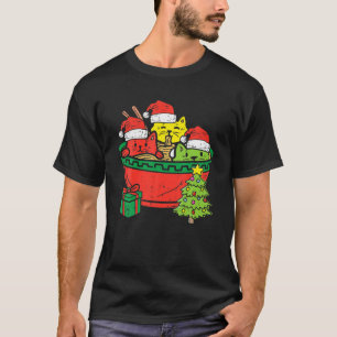 Camiseta Tres gatos Ramen Kitten Anime Navidades feos navid